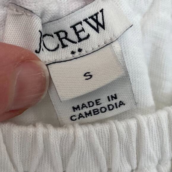 J. Crew Cotton Floral Embroidered Off the Shoulder Top/Blouse White, Black, S - Picture 7 of 11